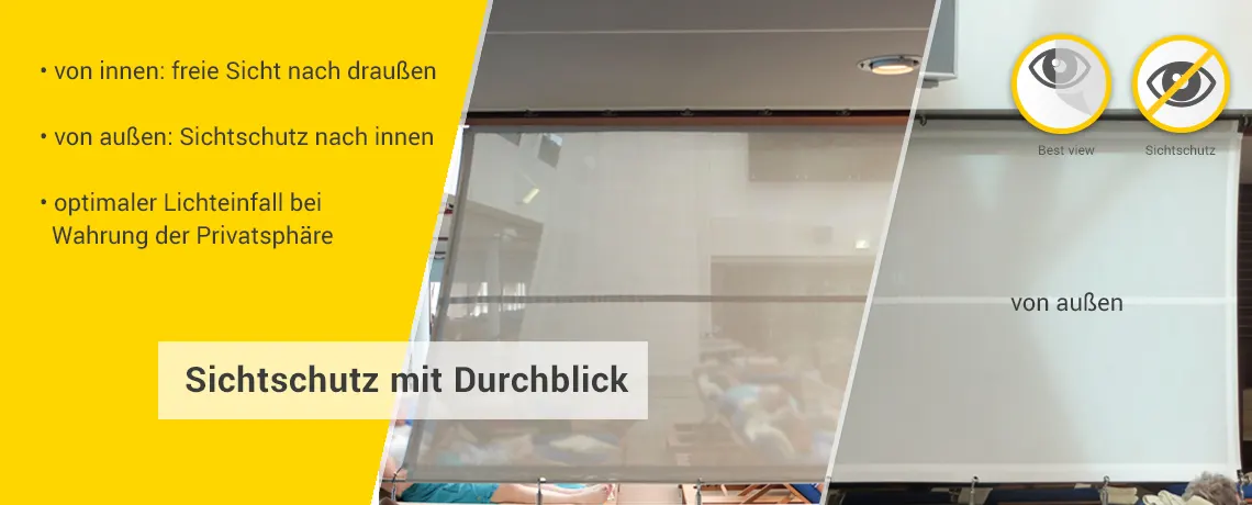 Innenrollo Sichtschutz mit Durchblick